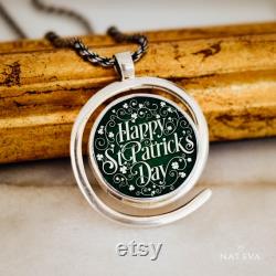 Saint Patrick's Day Pendant, Solid Silver 925 Personalized Ceramic Stone Necklace