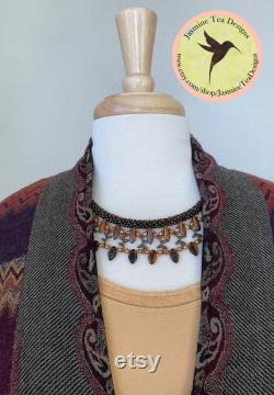Sample Sale Necklace, Marsala, Assorted Czech Glass Beads, Japanese Seed Beads, Bronze Findings, 19 Inch Collar Style
