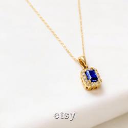 Sapphire Birthstone Necklace For Women, 14K Gold Blue Gemstone Pendant, September Birthstone Jewelry for Birthday Gift, Charm for Her