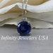 Sapphire Pendant Necklace, Ladies Pendant, September Birthstone Necklace, Round Diamond Pendant, Wedding Gift, Infinity Jewelers USA 6674