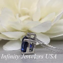 Sapphire Pendant Necklace, Ladies Pendant, September Birthstone Necklace, Round Diamond Pendant, Wedding Gift, Infinity Jewelers USA 6674