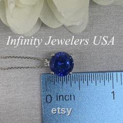 Sapphire Pendant Necklace, Ladies Pendant, September Birthstone Necklace, Round Diamond Pendant, Wedding Gift, Infinity Jewelers USA 6674