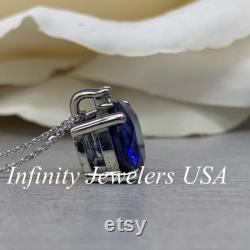 Sapphire Pendant Necklace, Ladies Pendant, September Birthstone Necklace, Round Diamond Pendant, Wedding Gift, Infinity Jewelers USA 6674