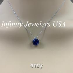 Sapphire Pendant Necklace, Ladies Pendant, September Birthstone Necklace, Round Diamond Pendant, Wedding Gift, Infinity Jewelers USA 6674