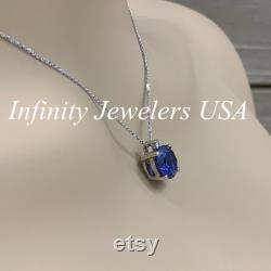 Sapphire Pendant Necklace, Ladies Pendant, September Birthstone Necklace, Round Diamond Pendant, Wedding Gift, Infinity Jewelers USA 6674