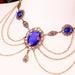 Sapphire Renaissance Necklace, Blue Wedding, Medieval Jewelry, SCA, Tudor Costume, Festoon Necklace, Victorian Bridal Necklace, N6