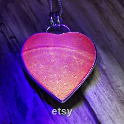 Scottish red UV sea glass heart pendant, sterling silver necklace