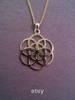 Seed of life pendant in solid gold 10k or 14k sacred geometry flower of life jewelry gold chain valentine's day gift