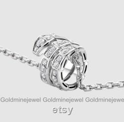 Serpenti Wedding Pendant, 14K White Gold, Pendant Without Chain, Diamond Women's Pendant, Gold Necklace, Pendant Necklace, Personalized Gift