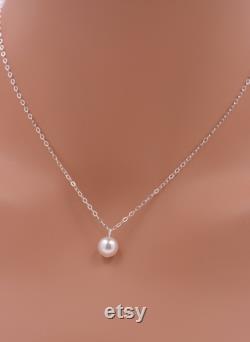 Set of 7 Bridesmaid Pearl Necklaces, Single Pearl Necklaces, One Pearl Necklace, Sterling Silver Necklace, Small Pearl Pendant Necklace 0086