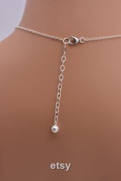 Set of 7 Sterling Silver Bridesmaid Necklaces, Backdrop Necklaces, White or Ivory Pearl Strand, Silver Necklaces 0237