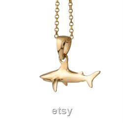 Shark Men's 14k Gold Pendant, 14K Yellow Gold Shark Necklace Rolo Chain 18 -26 Inches, Men Jewelry, Animal Jewelry