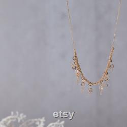 Short Gold Boho Chic Chain Necklace for Women, Gold-Filled Charms Dangle Sparkly Layering Necklace, Trendy Unique Necklace