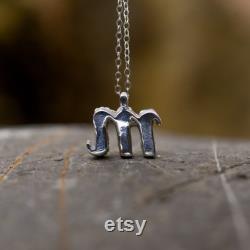 Silver Filigree Initial Pendant Initial M Letter Necklace Letter M Charm Handmade