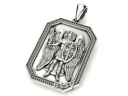 Silver Guardian Angel Pendant,Archangel Saint Michael Silver Medallion,Necklaces,St Micheal Necklace,St Michael Is Commander Of Army Pendant