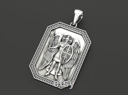 Silver Guardian Angel Pendant,Archangel Saint Michael Silver Medallion,Necklaces,St Micheal Necklace,St Michael Is Commander Of Army Pendant