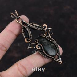 Silver Sheen Obsidian Pendant Copper Wire Wrapped Pendant Gemstone Pendant Amazing Copper Jewelry Handmade Pendant Elegant Jewelry For Gift