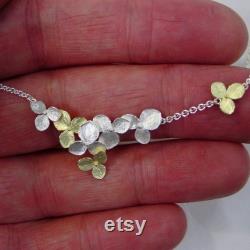 Silver and Gold Hydrangea Cluster Necklace, Wedding Necklace, Flower Necklace, Sterling silver 18k, gold, Made To Order