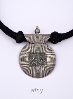 Silver disk necklace, Disk Pendant, Silver Boho necklace, Zamak Jewelery, Pendant Necklace, Oxidized Silver Necklace, Phaistos pendant