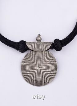 Silver disk necklace, Disk Pendant, Silver Boho necklace, Zamak Jewelery, Pendant Necklace, Oxidized Silver Necklace, Phaistos pendant