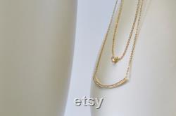 Simple Stainless Steel Gold Plated Double Layers Zircon Smile Bar Necklace Titanium Steel Layered Crystal Curve Bar Necklace