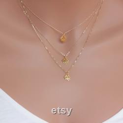 Small 14k solid gold lotus only pendent or necklace Thin Lotus 14k yellow solid gold Necklace Gold Lotus Necklace wt chain without chain