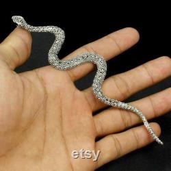 Snake Serpent Animal Inspire Pendant Round Cut White CZ Diamond Pendant Handmade Jewelry For Women's-Men's Unisex Diamond Jewelry
