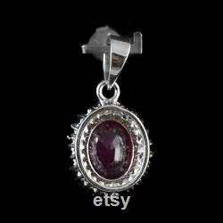 Solid 925 sterling silver ruby and zircon pendant, Natural ruby jewellery for her, Genuine ruby pendant, July gemstone jewelry, Gift for her