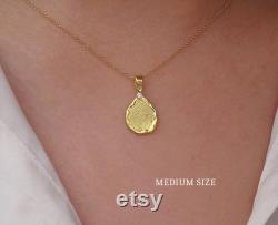 Solid Gold Drop Necklace K18, Drop 3 size Personalized Necklace, Custom Engraved Fingerprint