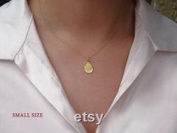 Solid Gold Drop Necklace K18, Drop 3 size Personalized Necklace, Custom Engraved Fingerprint