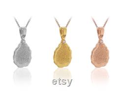 Solid Gold Drop Necklace K18, Drop 3 size Personalized Necklace, Custom Engraved Fingerprint