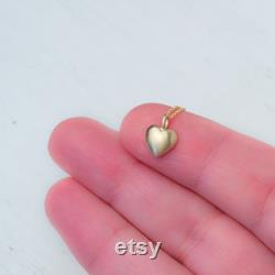 Solid Gold Heart Necklace Cute Love Pendant Minimal Valentines Gift For Her