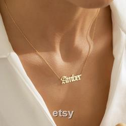 Solid Gold Nameplate Custom Name Necklace, Dainty Name Necklace, Handwriting Necklace Name Plate Necklace, Personalize Jewelry
