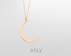 Solid gold Crescent Moon Necklace Dainty Lunar Pendant Yellow, Rose or White Celestial Fine Jewelry