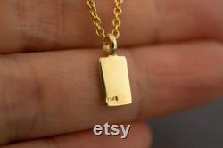 Solid gold tag pendant Tag necklace gold 14k gold necklace tag Small gold tag necklace Charm pendant necklace Tiny 14k gold charm