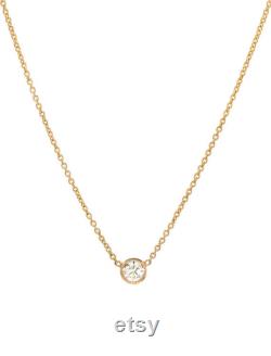 Solitaire Diamond Necklace, Small Bezel Necklace