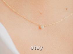 Solitaire Diamond Necklace, Small Bezel Necklace