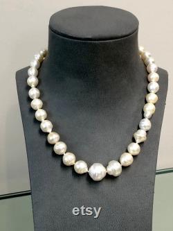 South Sea pearls at affordable price Strand of Baroque South Sea pearls with gold clasp
