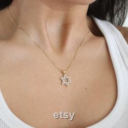 Star of David Necklace 14K Gold Magen David Solid Gold Star of David Necklace, Silver Magen David Necklace, Evil Eye Necklace