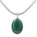 Stunning Oval Shaped Malachite Pendant Handcrafted on .925 Sterling Silver and Silver Snake Chain