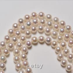 Super Feminine Akoya Pearl Double Strand Beaded Necklace 18 46cm, White with Pink Overtone 8-8.5mm, Japanese Pearl Jewelry