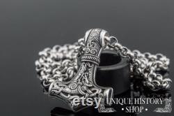 Thor's Hammer Norse Pendant, Mjolnir Necklace, Mammen Ornaments, Silver Viking Jewelry, Thor Hammer Viking Pendant, Old Norse Jewelry