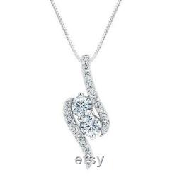 Toi Et Moi Pendant, 2.20 Ct Round Cut Moissanite Necklace, 925 Sterling Silver, Necklace With Chain, Fancy New Style Pendant, Gift Necklace