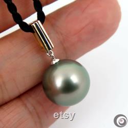 Top AAA Grade MASSIVE 14.0mm Genuine TAHITIAN South Sea Pearl Pendant, 14K Solid White, Yellow and Rose Gold P5286
