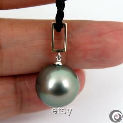 Top AAA Grade MASSIVE 14.0mm Genuine TAHITIAN South Sea Pearl Pendant, 14K Solid White, Yellow and Rose Gold P5286