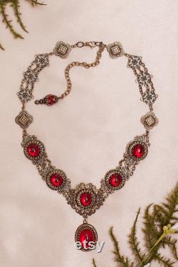 Topaz Renaissance Necklace, Medieval Jewelry, Borgias, Victorian Bridal Necklace, Medieval Costume, SCA Garb, Tudor, N11