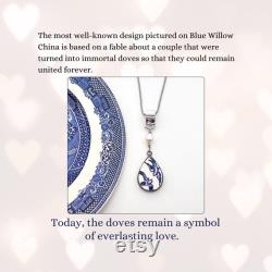 Traditional 20th Anniversary Gift for Wife, Love Birds, Blue Willow Broken China Jewelry