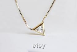Trillion Diamond Necklace, Solitaire Diamond Necklace, Dainty Diamond Necklace, Diamond Necklace For Women, Diamond Necklace Gold, MinimalVS