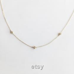 Trois Gold Clovers Necklace, 14K Gold Necklace, Yellow Gold Necklace