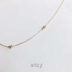 Trois Gold Clovers Necklace, 14K Gold Necklace, Yellow Gold Necklace